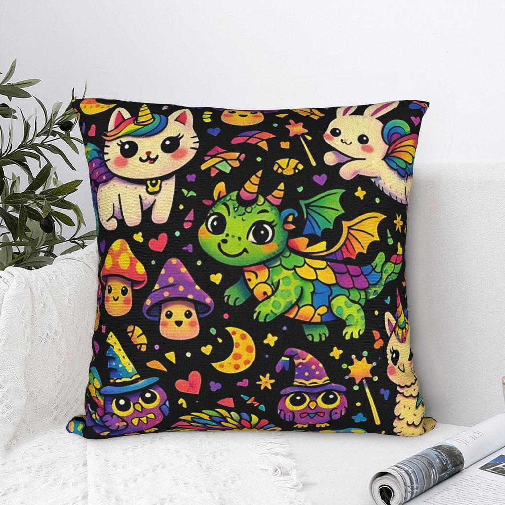 Dragon Tales Pillow Cover Square Cushion Cover Retro Trendy Pillow Case For Sofa Bedroom Home Decor
