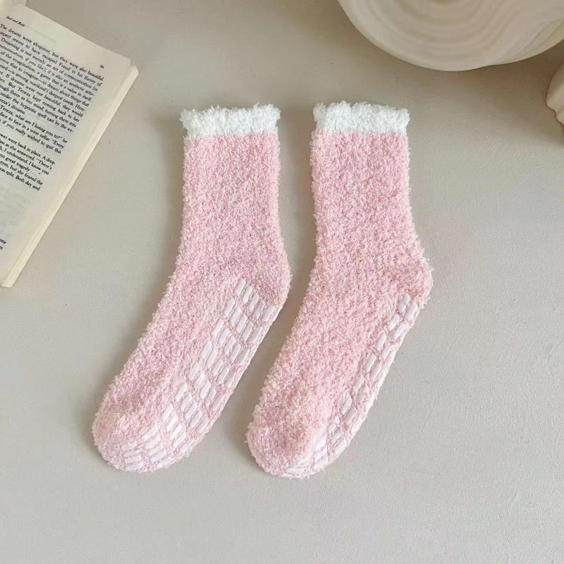 Women Winter Warm Fuzzy Socks Thick Thermal Solid Soft Fluffy Socks Cute Fashion Slipper Home Floor Sleeping Socks