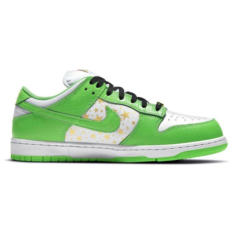 Supreme X Nike Dunk Low OG SB QS Mean Green Unisex Sneakers White Metallic-Gold DH3228-101