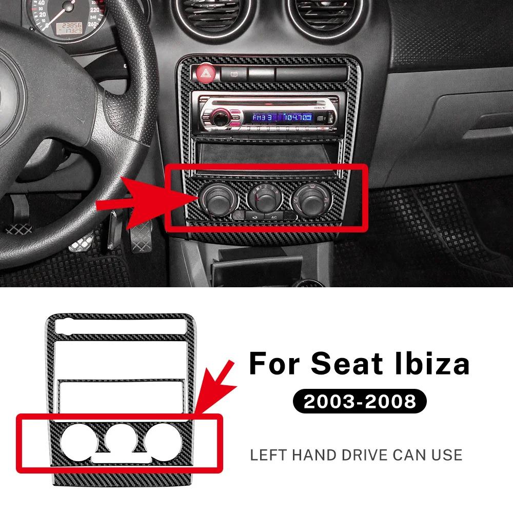

Для Seat Ibiza 2003 2004 2005 2006 2007 2008 Справжня м яка карбонова наклейка LHD RHD Аксесуари для центральної панелі керування кондиціонером/CD Type A LHD Black