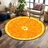 Orange Slice On Black Background Print Round Rug, Living Room, Bedroom, Playroom Carpet, Non Slip Floor Mat, Gift