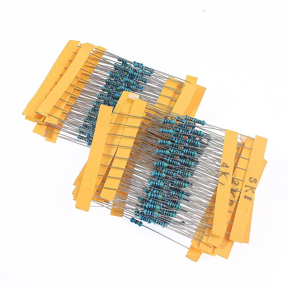 1% High-Quality 1/4W Metal Film Resistor Assortment Kit - 300PCS, 30 Kinds for Precise Resistance Electronic Diy 10 Ohm ~ 1M