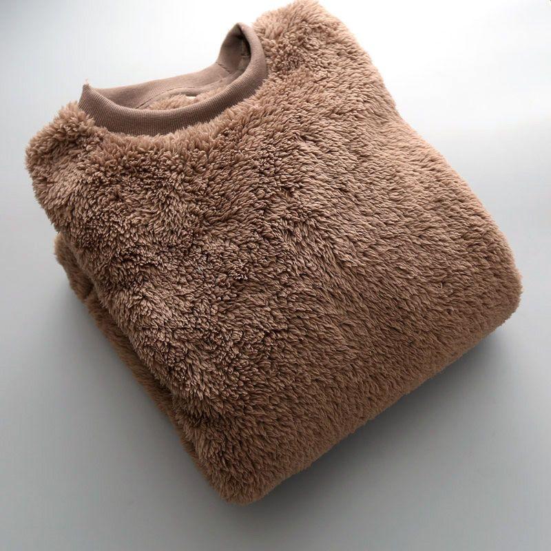 Autumn Winter KPOP Fashion Style Harajuku Slim Fit Tops Loose Casual All Match Outerwear Insert O Neck Plush Thickening Sweaters