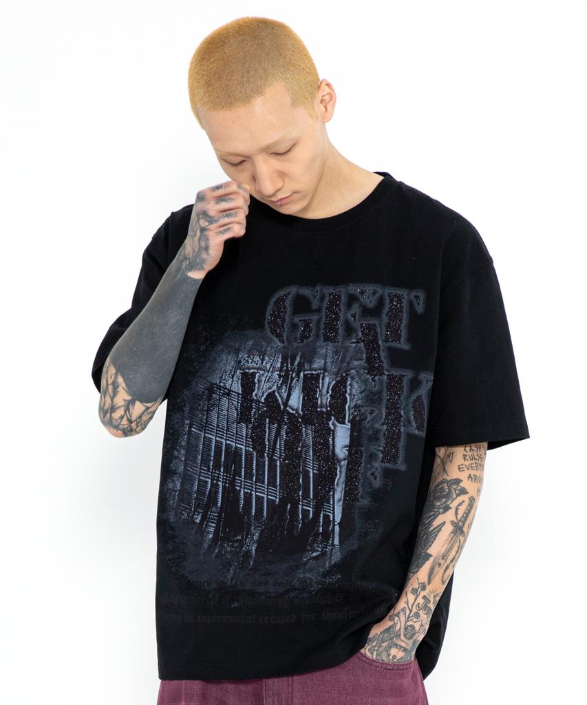 XTONZ Xtt067 Cave Print Short Sleeve T-Shirt (Black)