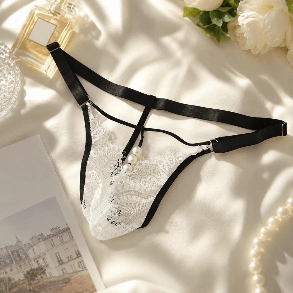 Low Waist Lace Triangle Panties Mesh Transparent Lace Thong Date Night T-back Briefs Anniversary