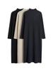 Women's Black High-Neck Petite Wool Knit Dress - 2025 New Autumn/Winter Collection