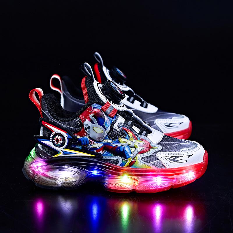 Boys' 2025 Winter Cartoon Sports Luminous Light-Up Shoes: Warm, Anti-Slip, Plus Velvet