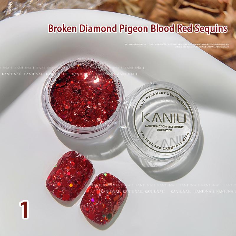

1Box Year S Red Super Sparkling Nail Diamond Sequins Decoration Accessories Nail Painting Nail Salon as the picture