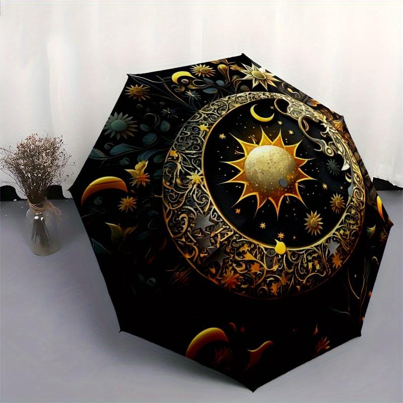 Sun, Moon Themed Eight Rib Automatic Folding Umbrella Is Suitable for Both Men and Women, Making It A Perfect Christmas and Valentine's Day