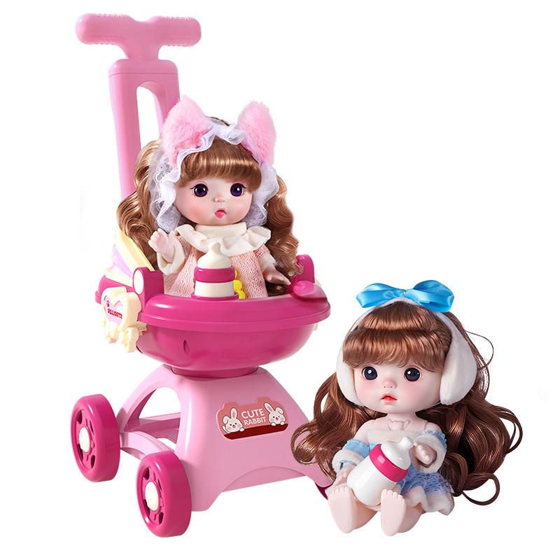 Elsa Princess Doll Stroller & Dress-Up Playset for Girls Age 3-4