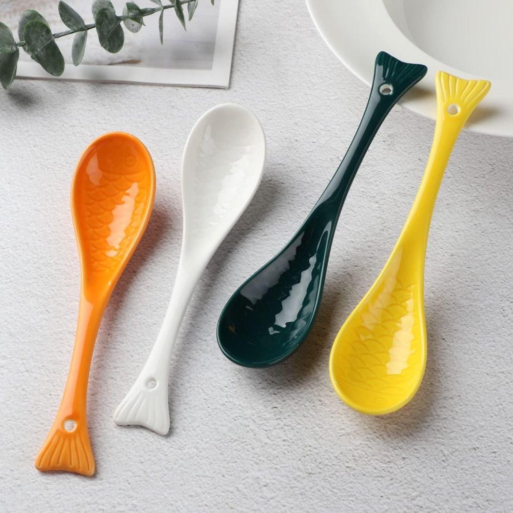 

Набор из 4 керамических ложек для супа в форме рыбы Креативная кухня с лапшой