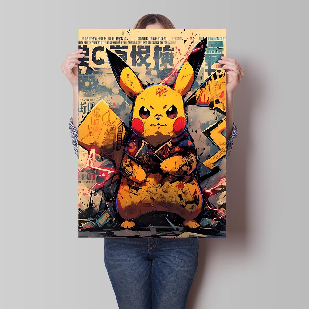 Japanese Classic Anime Canvas Poster  Pikachu Cartoon Picture HD Printing Modern Living Room Wall Decoration Friends Gift