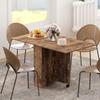 Folding Dining Table on Wheels, 2 Drop Leaves, 2 Shelves, 140 x 80 x 74 cm, Rustic Brown