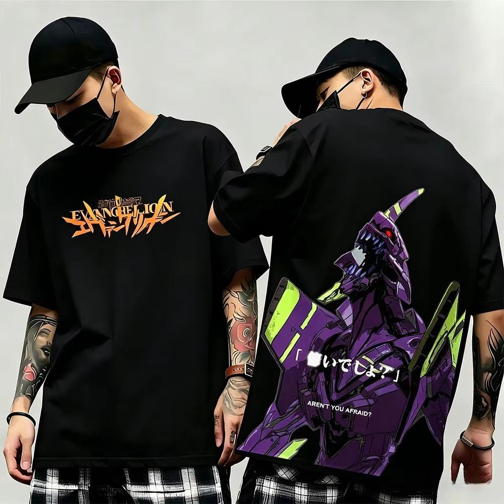 Summer Hot Sale New Arrival Evangelion Pattern Street Style Print T Shirts Men Women Streetwear T-shirt Harajuku Hip Hop Punk T-shirt