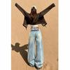 Vintage Washed Distressed Wide Leg Jeans Women Loose Fit High Waist Flowy Trousers
