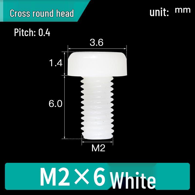 Vite in Nylon PA66 a Testa Tonda - M2, M3, M4, M5, M6, M8 Bullone di Fissaggio in Plastica