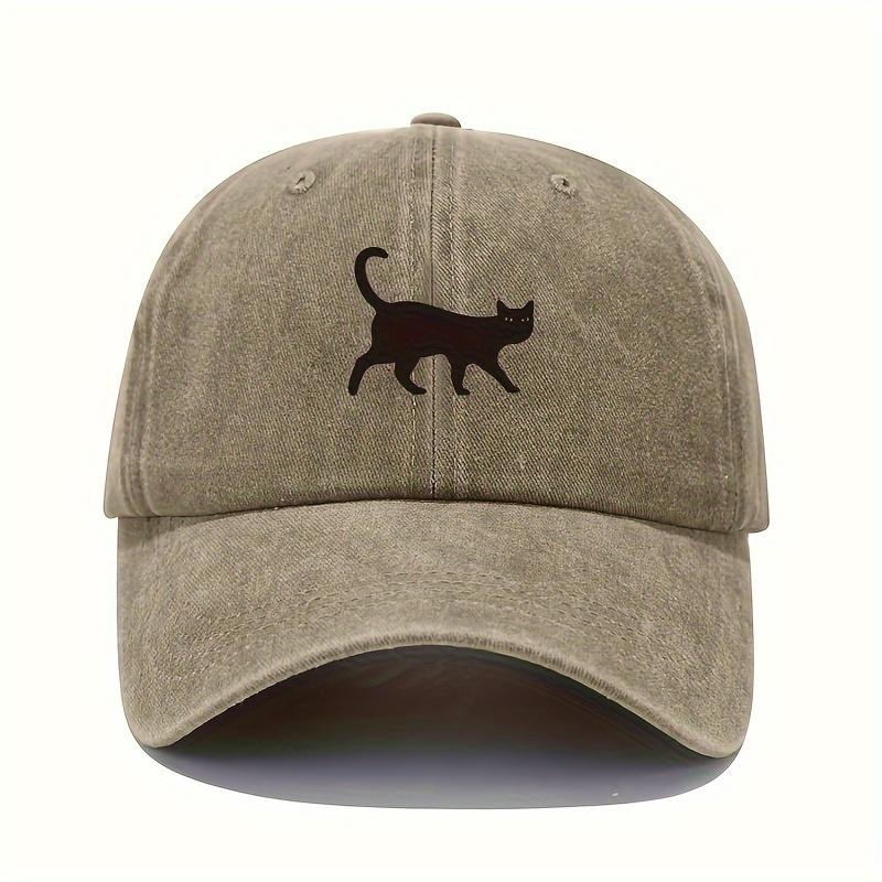 Black cat printed baseball cap for men and women, fashionable outdoor casual hat, sun protection, shopping