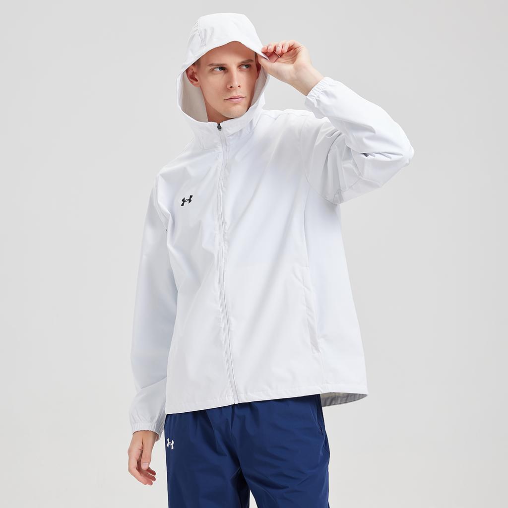 Under Armour Jaqueta Corta-Vento Repelente à Água Cor Sólida Minimalista Esportiva Casual com Capuz Manga Longa Unissex jaquetas Branco 25500401-100