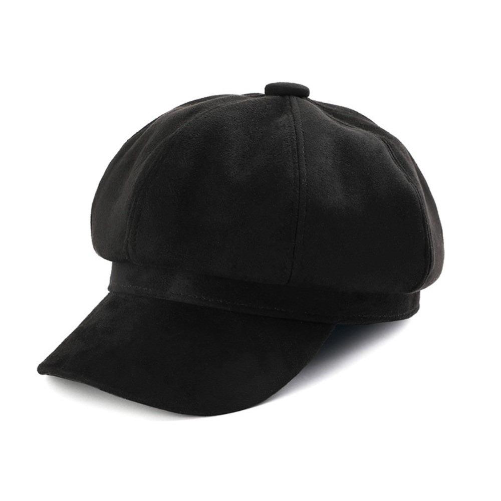 Korean Style Suede Octagonal Hat Solid Color Painter Cap Casual Newsboy Cap  Daily
