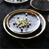 European Style Gold Side Black Plate Retro  Matte Steak Dish Dessert Tray Kitchen Dinner Plates Ceramic Dishes Bowls 1pcs