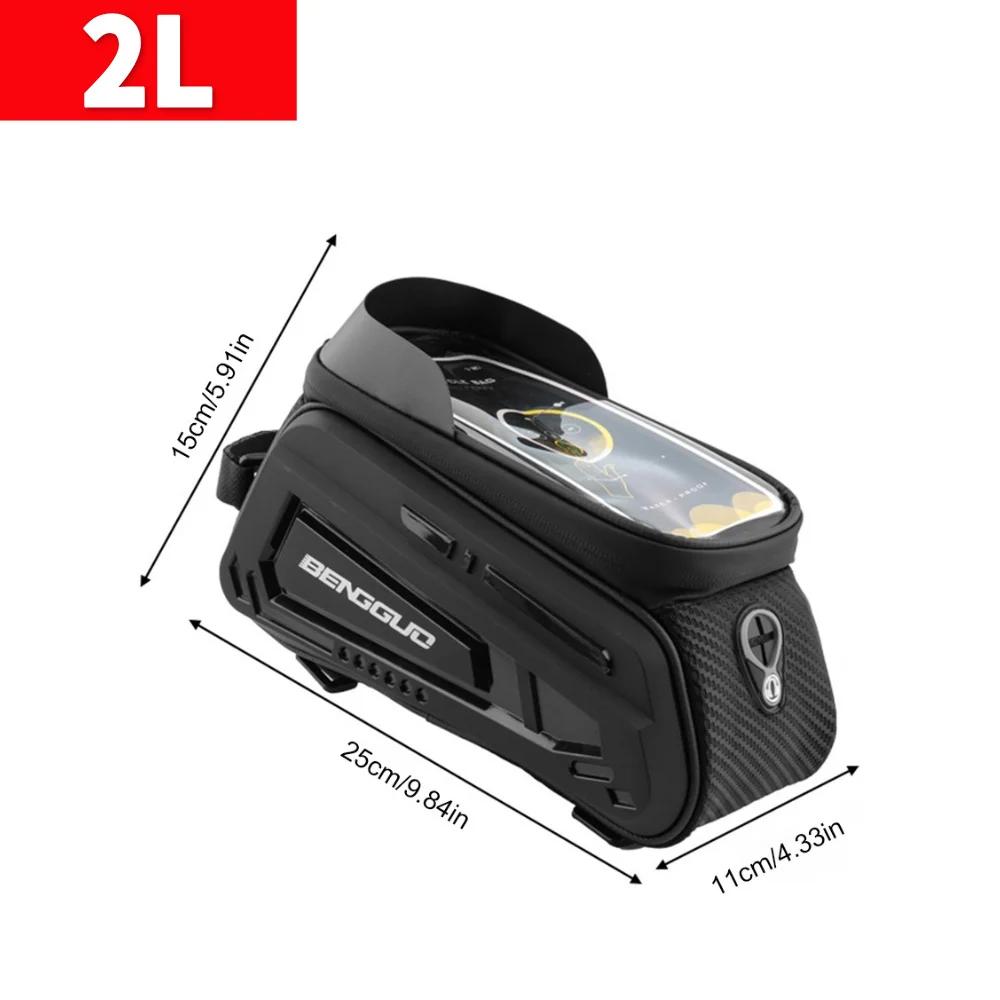 Bicycle Bag Phone Hard Case Cycling Top Front Tube Frame Bag Large Capacity Waterproof Touch Screen MTB Road Bike Bag Reflective