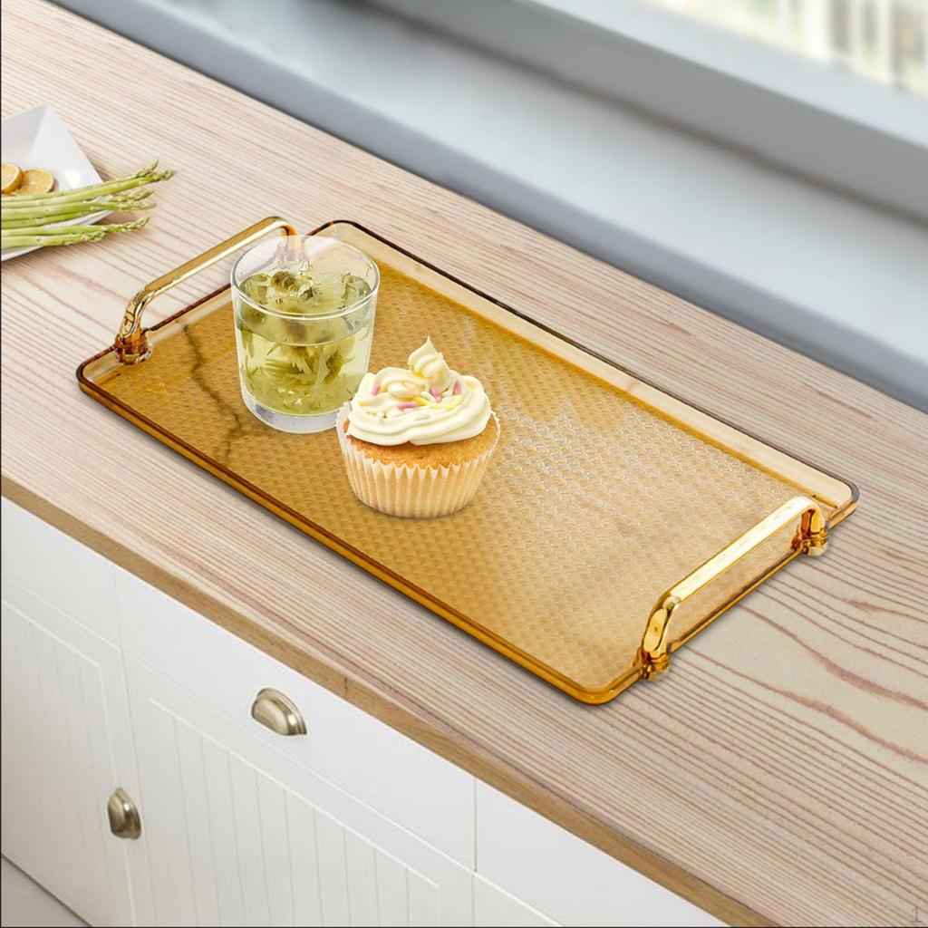 Serving Tray with Handle Bathroom Vanity Organizer Jewelry Storage for Table Centerpiece