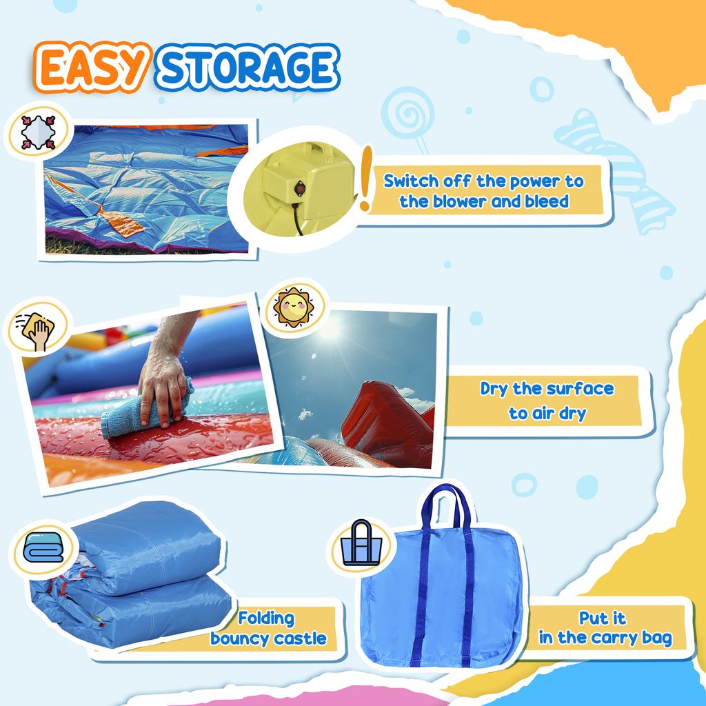 6 In 1 Kids Bouncy Castle, with Water Slide, Water Gun, Climbing Wall, Air Blower for Indoors/Outdoors, 3.9 X 3 X 2m