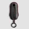 For Porsche Panamera Cayenne 971 911 9YA Macan Boxster Spyder Carrera Cayman 970 981 991 3 Buttons Suede Car Key Case Keychain