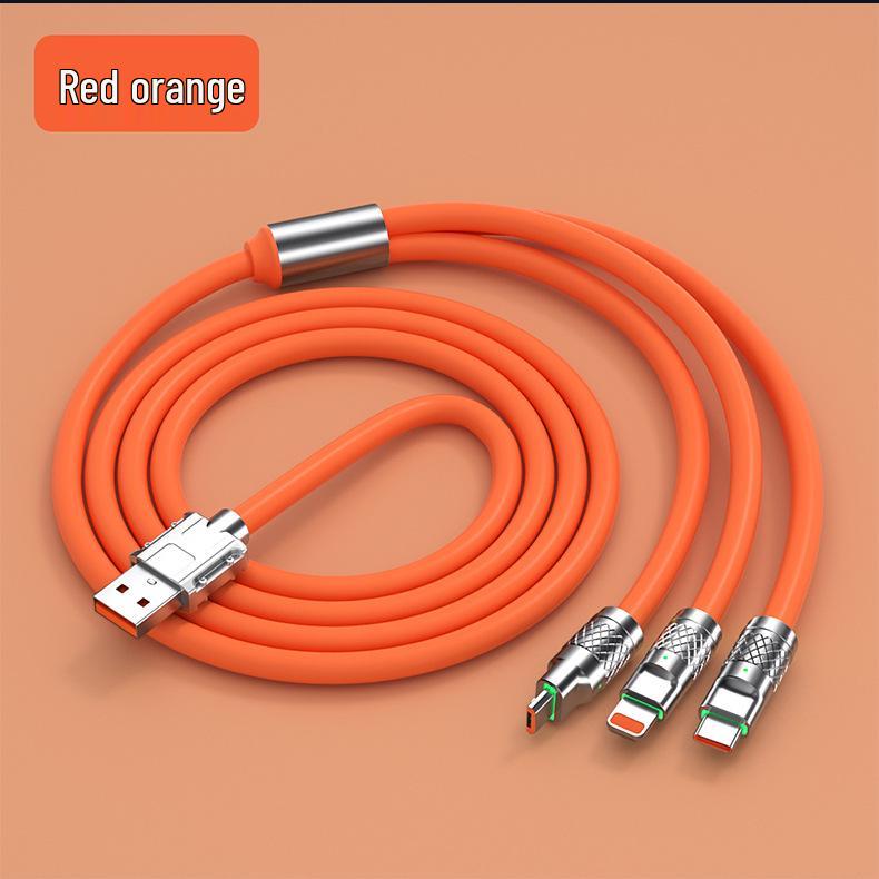 

120W Super Fast Zinc Alloy Liquid Data Cable: 3-in-1 Universal Charger