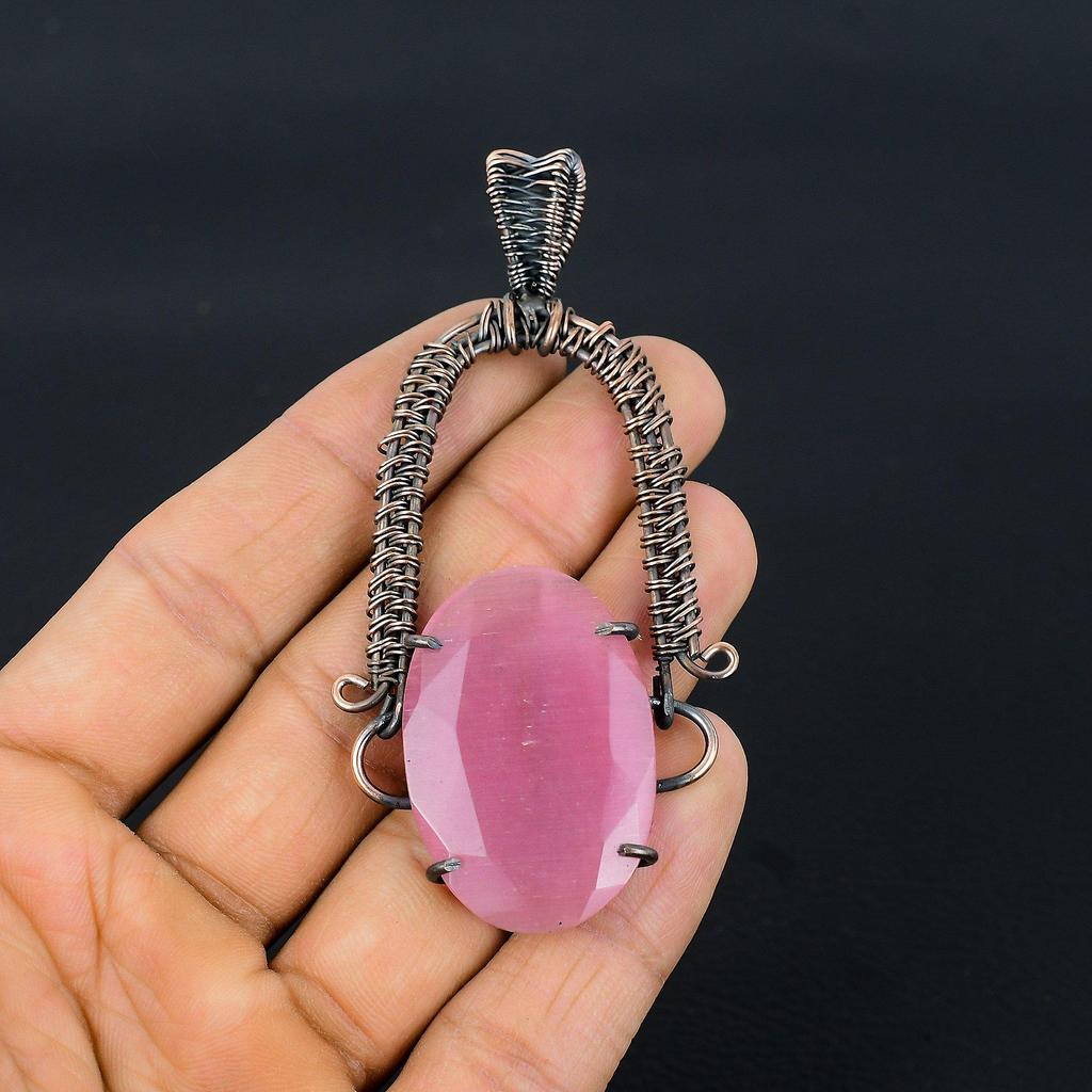 Monalisa Pendant, 999 Copper Wire Wrapped Pendant Handmade Gemstone Jewelry, Gifts For Wife Brand New Pendant