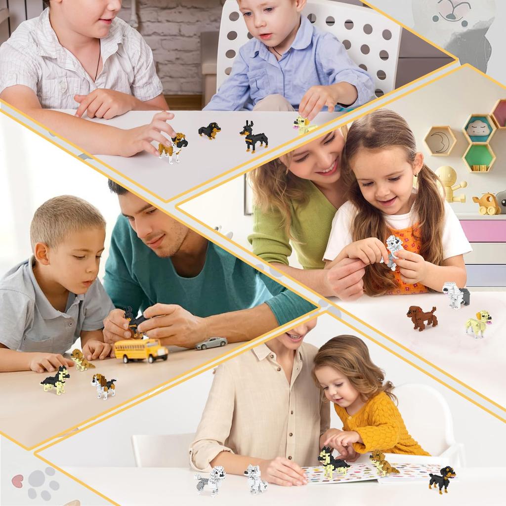 BOROLA 12 Pet Dog Building Blocks Set Educational Toys Realistic Animal Building Kits Best Toy Game for Birthday Gift