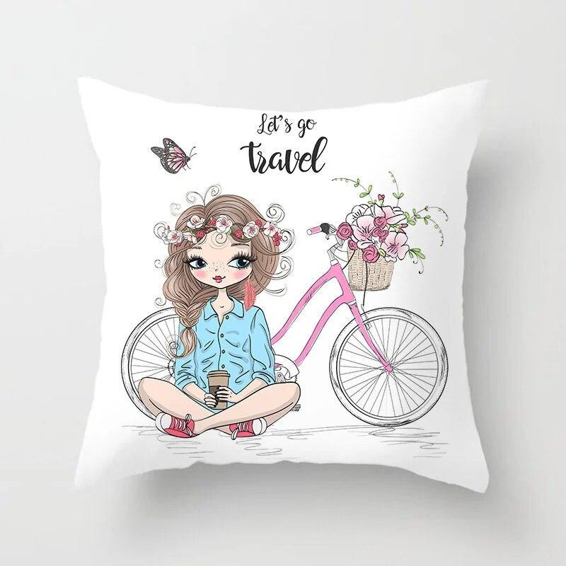 Bedroom Living Room Sofa Bed Decorative Pillowcase Home Decor Cute Girl Princess Cushion Cover