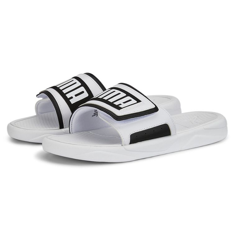 Puma Royalcat Soft And Durable Rubber Slide Sandals Unisex Footwear White Black 386712-02