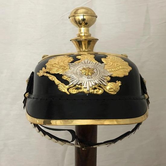 German Prussian Pickelhaube Helmet, Imperial Officer Spike Helmet Wearable for Adult LARP, Cosplay Reenactment Armor