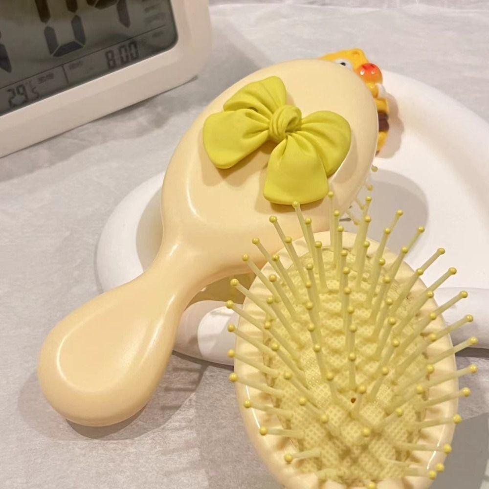 

Scalp Massage Portable Comb Handle Pocket Hair Brush Simple Bow Comb Women жёлтый