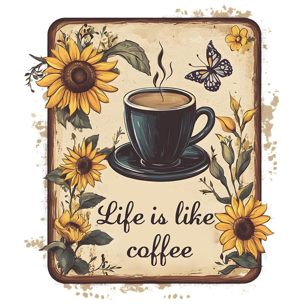 Bemalte Kaffeetasse Schmetterling Küche Esszimmer Hintergrund Landschaftsgestaltung Wandaufkleber