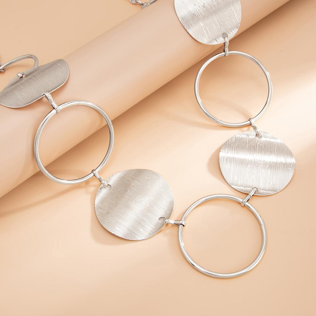 Fashion Retro Metal Ring Splicing Waist Chain Female, Design Sense Brushed Disc Waist Body Chain