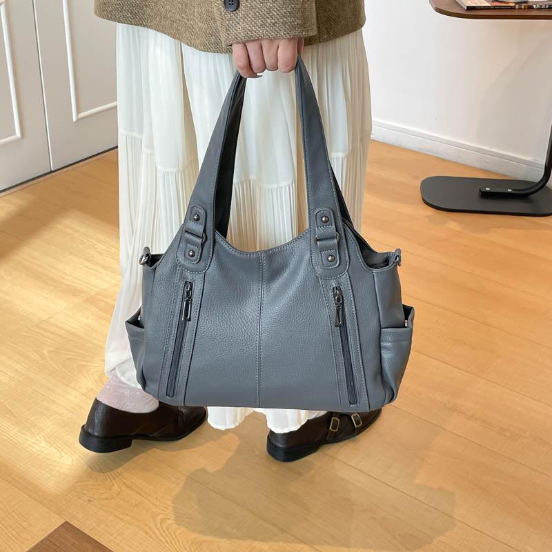 Womens Stylish Litchi Texture Handbag Adjustable Strap Vintage Leather Shoulder Bag for Daily  for Daily Commute Work Shopping and Weekend Outings