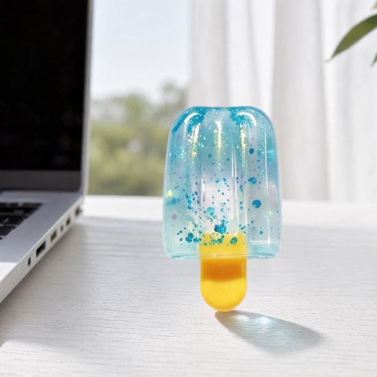 xiaobudian Glitter Ice Stick Squeeze Toy, Stress Relief Simulation Cream Sensory Slow Rising Lolly Fidget Toy for Kids Adults