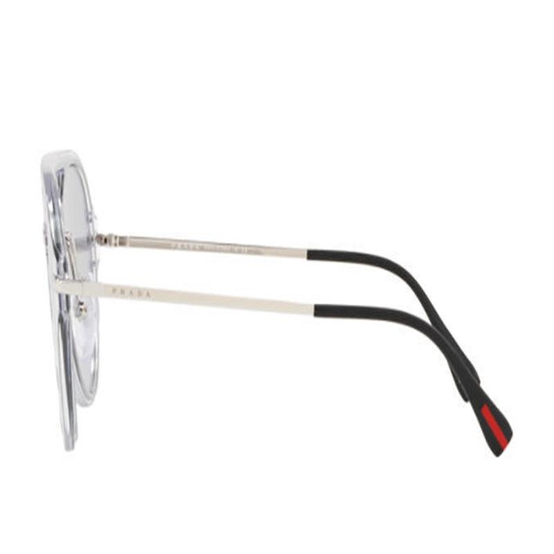Prada Temple logo engraving plastic pilot style sunglasses men's gray