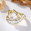 CAOSHI Brilliant Round Cut Cubic Zirconia Rings for Women Two Tone Geometric Design Finger Accessories for Wedding Party Jewelry