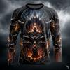 Men Dark Gothic Skull Dragon Reaper 3D Print Long Sleeve T-Shirt Horror Graphic Casual Long Sleeve Tops