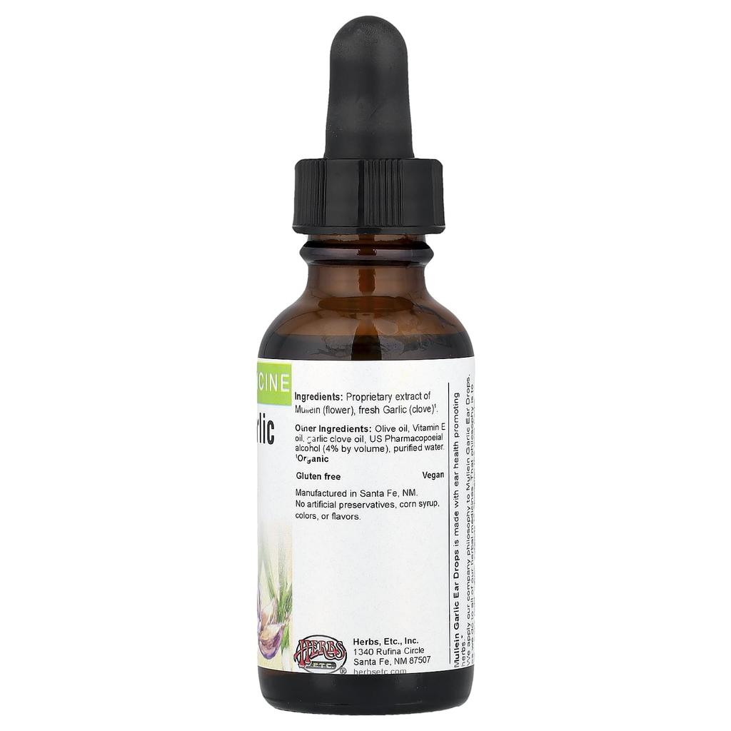 Herbs Etc. Mullein Garlic Ear Drops, 30ml (1 Fl Oz)