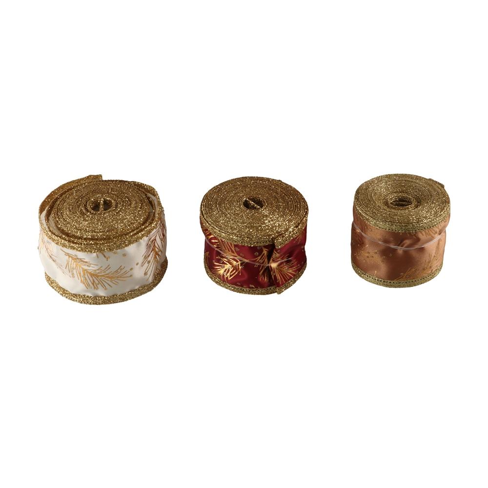 Glittering Christmas Wired Ribbon Cuttable Gift Wrapping Ribbon  Wedding Party