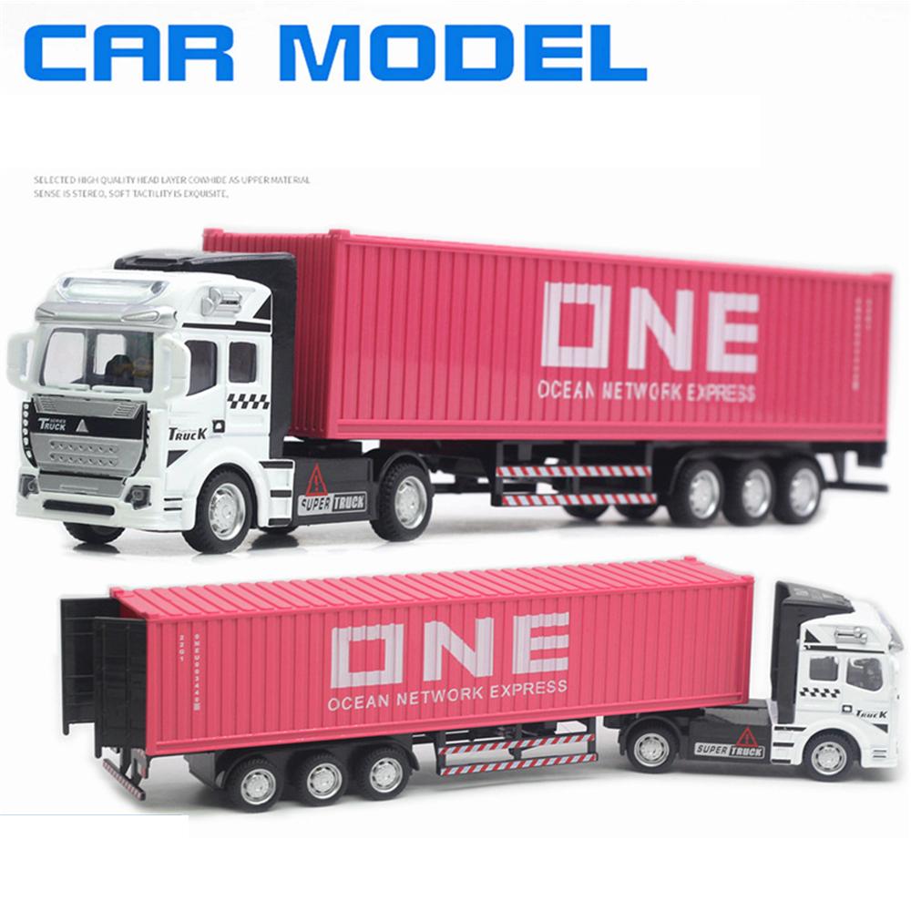 

1/48 кризисная съемная игрушка-контейнеровоз из сплава, модель строительного грузовика, моделирование для детей, подарки на день рождения 1/48-Size:32*5.5*7.5cm розовый