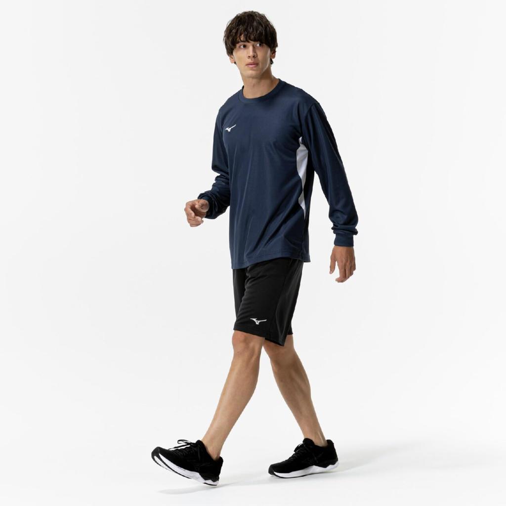 NaviDry Long Sleeve with and Dress Size L T-Shirt U-Neck, Moisture-Wicking Quick-Drying Innerwear, Men's Navy/White, (32MAC197)