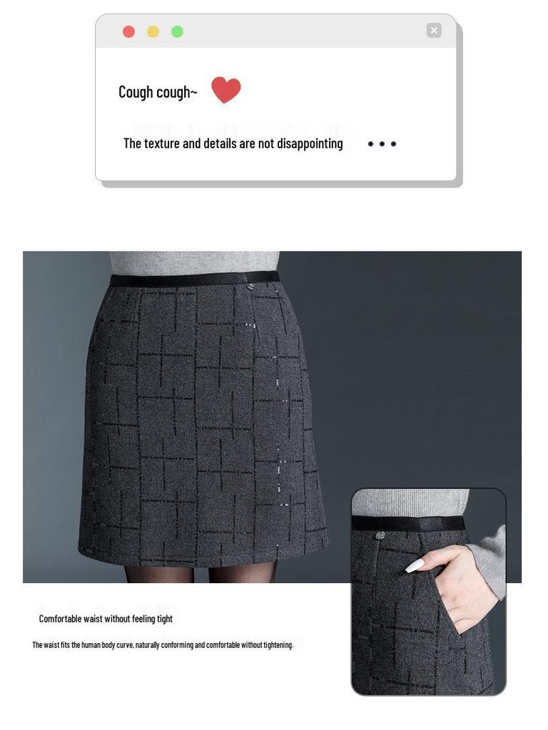 Little Coco Stylish Sequined A-line Mini Skirt, Winter 2025, High-Waisted, Slimming, Elegant, Hip-Hugging for Commuting