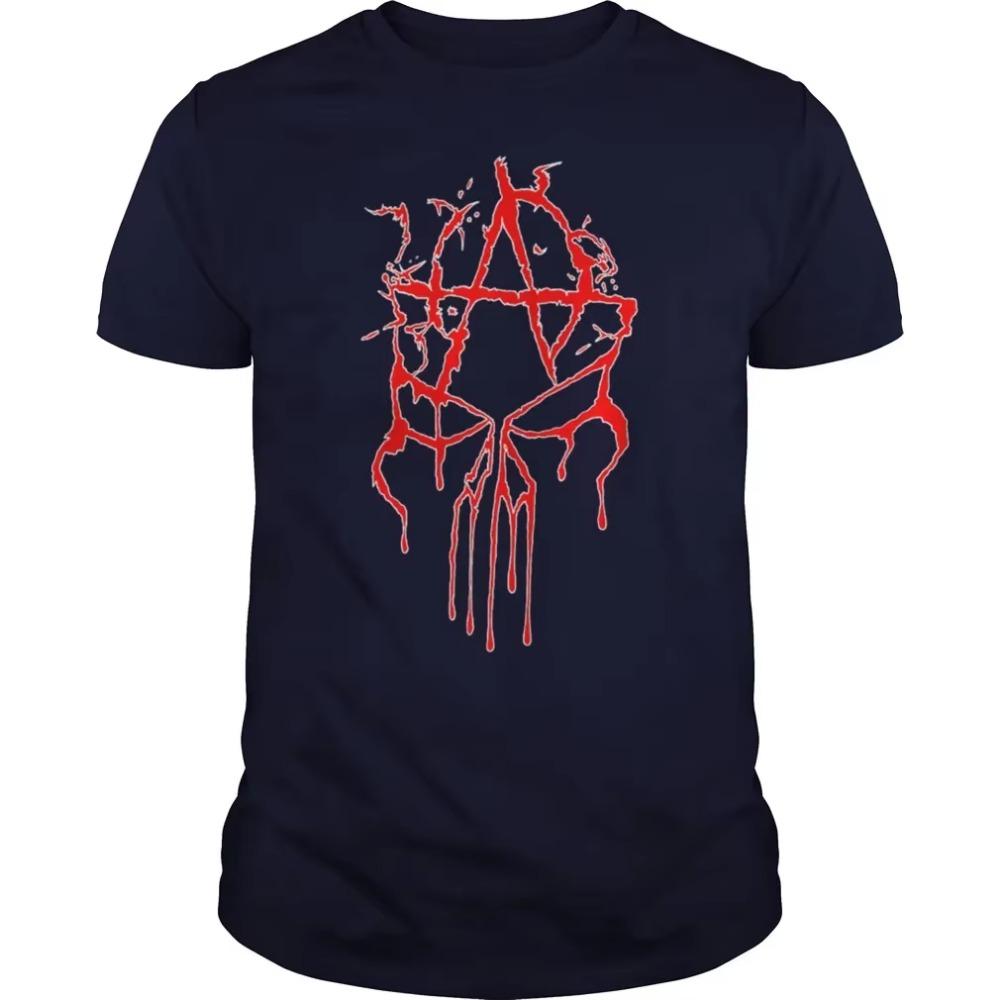 Anarchy Punishment Flowing Blood Skull T-Shirt 100% Cotton O-Neck Summer Short Sleeve Casual Mens T-shirt Size S-3XL