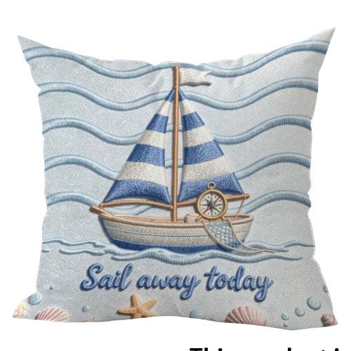 Seaside Themed 2D Flat Print Double-sided Printed pillow cover Short plush Suitable living rooms bedrooms throw cushion cover
