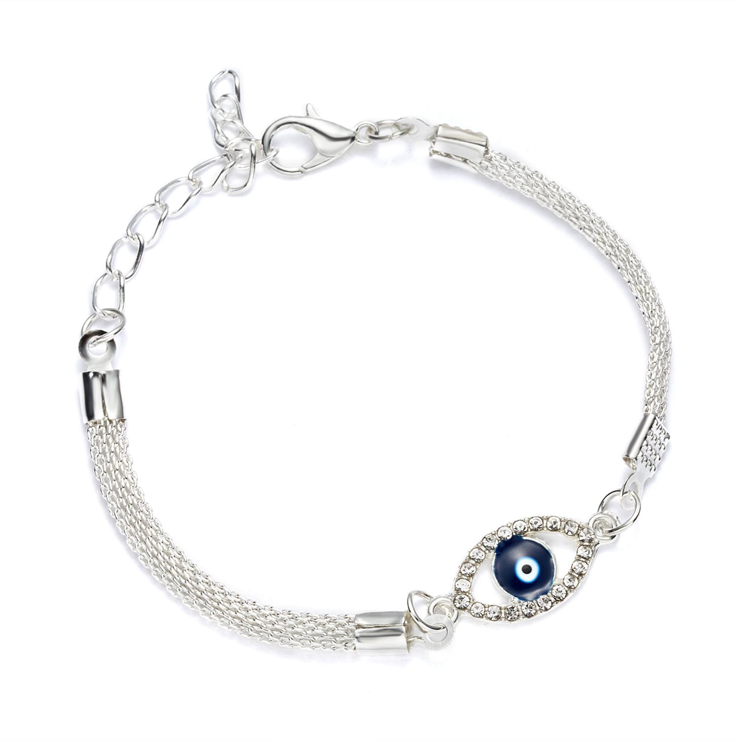 New Lucky Evil Eye Blue Eye Bracelet For Men Women Korean Fashion Adjustable Gold Color Metal Chain Charm Bracelet Jewelry Gift